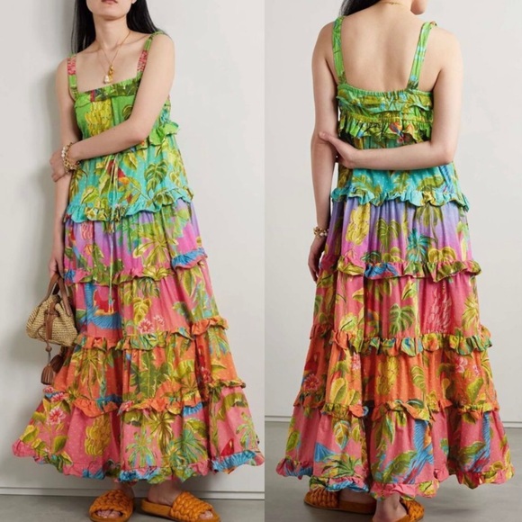 FARM RIO Ombré Forest Maxi Dress Multicolored XS